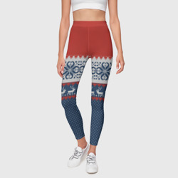 Леггинсы 3D Новогодний вязаный узор с оленями - фото 2