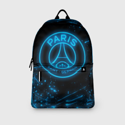 Рюкзак с принтом PSG neon style sport ПСГ неон для любого человека, вид спереди №3. Цвет основы: белый