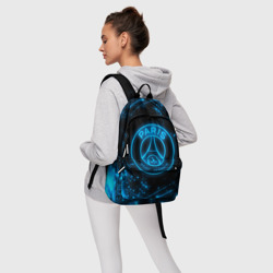Рюкзак с принтом PSG neon style sport ПСГ неон для любого человека, вид спереди №4. Цвет основы: белый