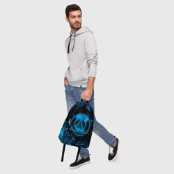 Рюкзак с принтом PSG neon style sport ПСГ неон для любого человека, вид спереди №5. Цвет основы: белый