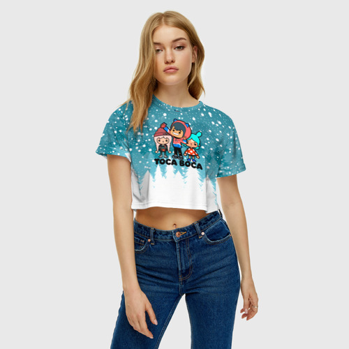 Женская футболка Crop-top 3D Новогодний Toca Boca, цвет 3D печать - фото 3