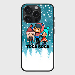 Чехол силиконовый для Apple iPhone 15 Pro матовый Новогодний Toca Boca