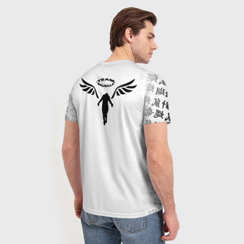 Мужская футболка 3D Walhalla team на спине белые иероглифы, цвет 3D печать - фото 4