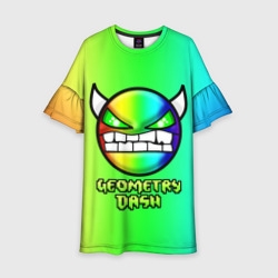 Детское платье 3D Геометри Дэш радужный Geometry Dash