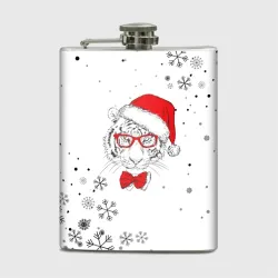 Фляга Новогодний тигр летящие снежинки