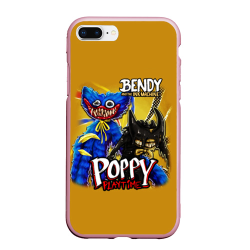 Чехол для iPhone 7Plus/8 Plus матовый Poppy Playtime and bendy and the Ink machine, цвет розовый