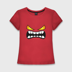 Женская футболка хлопок Slim Geometry Dash лицо демона