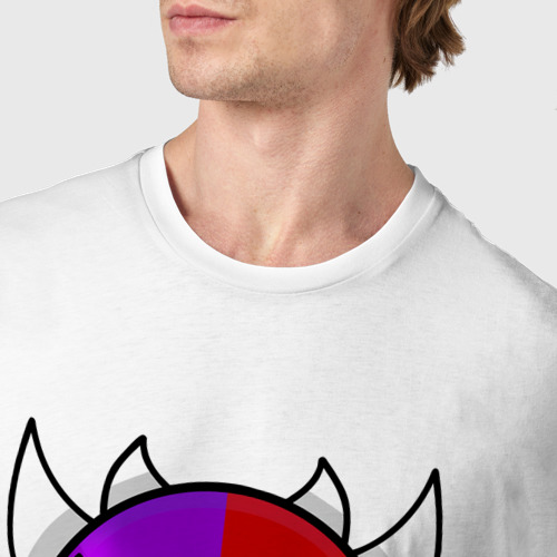 Мужская футболка хлопок Geometry Dash красный и фиолетовый демон - фото 6