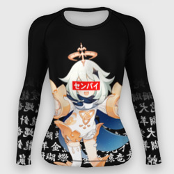 Женский рашгард 3D Genshin Impact senpai иероиглифы