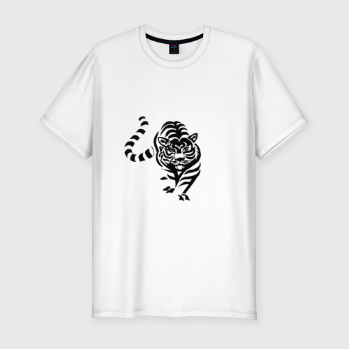 Мужская футболка хлопок Slim с принтом Тигр 2022, вид спереди #2
