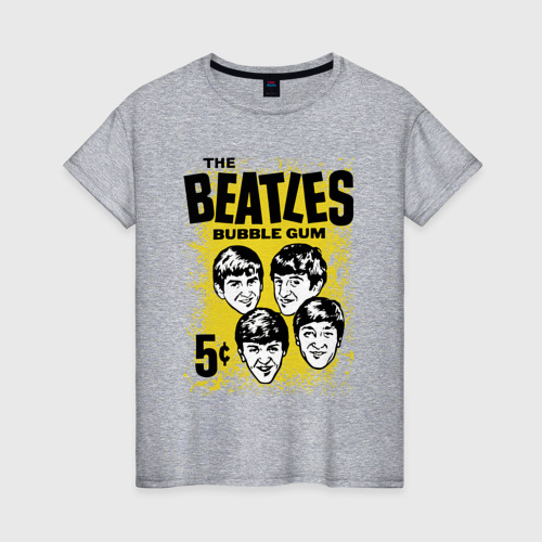Женская футболка хлопок The Beatles Bubble gum - joke, цвет меланж