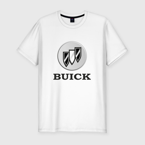 Мужская футболка хлопок Slim Gray gradient Logo | Buick, цвет белый