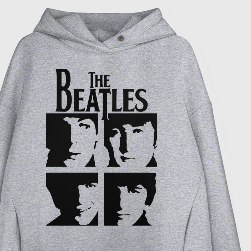 Женское худи Oversize хлопок The Beatles - legendary group!, цвет меланж - фото 3