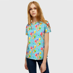 Женская футболка 3D Разноцветное мороженое паттерн - фото 2