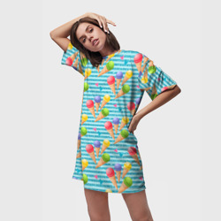 Платье-футболка 3D Разноцветное мороженое паттерн - фото 2