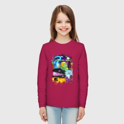 Детский лонгслив хлопок Geometry Dash logo pixel - фото 2