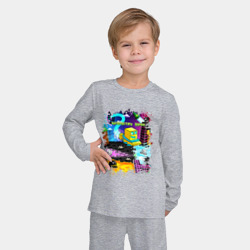 Детская пижама с лонгсливом хлопок Geometry Dash logo pixel - фото 2