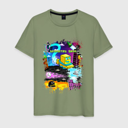 Мужская футболка хлопок Geometry Dash logo pixel