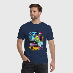 Мужская футболка хлопок Geometry Dash logo pixel - фото 2