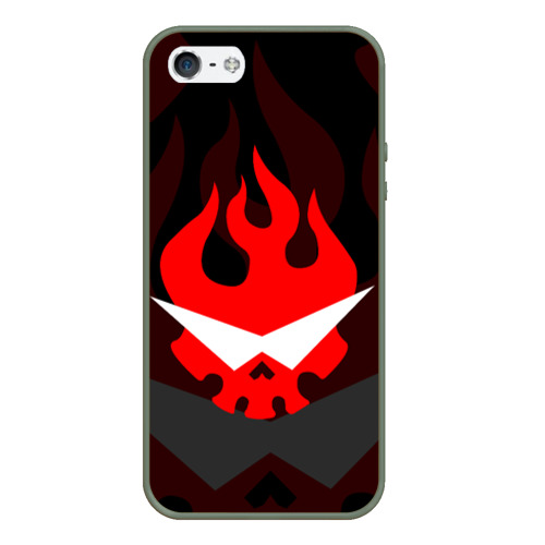 Чехол для iPhone 5/5S матовый Gurren Lagann logo symbol, цвет темно-зеленый