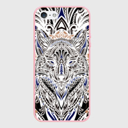 Чехол для iPhone 5/5S матовый Белая этническа лиса white FOX