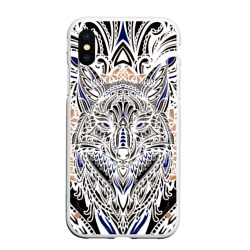 Чехол для iPhone XS Max матовый Белая этническа лиса white FOX