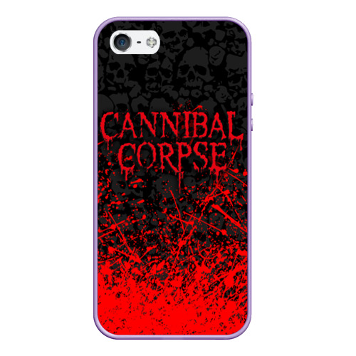 Чехол для iPhone 5/5S матовый Cannibal Corpse, брызги красок черепа, цвет светло-сиреневый