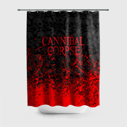 Штора 3D для ванной Cannibal Corpse, брызги красок черепа