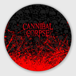 Круглый коврик для мышки Cannibal Corpse, брызги красок черепа