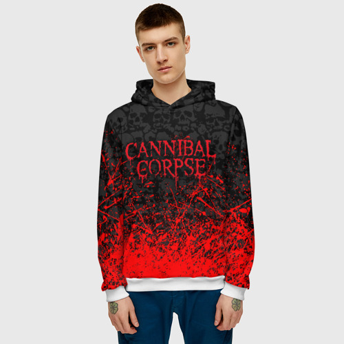 Мужская толстовка 3D Cannibal Corpse, брызги красок черепа, цвет белый - фото 3