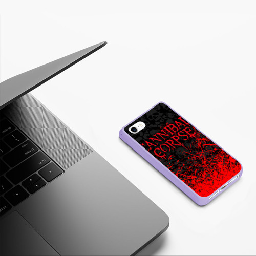 Чехол для iPhone 5/5S матовый Cannibal Corpse, брызги красок черепа, цвет светло-сиреневый - фото 5