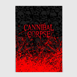 Постер Cannibal Corpse, брызги красок черепа