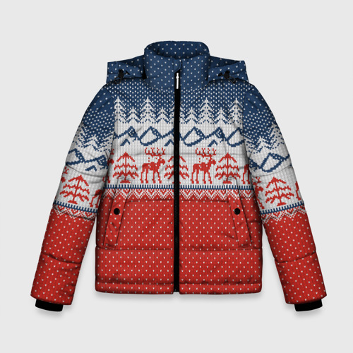 Зимняя куртка для мальчиков 3D Вязаный узор с оленями, цвет красный