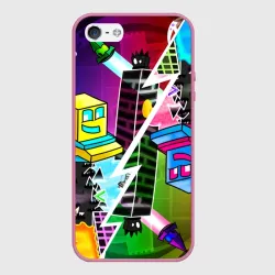 Чехол для iPhone 5/5S матовый Geometry Dash параллельные миры