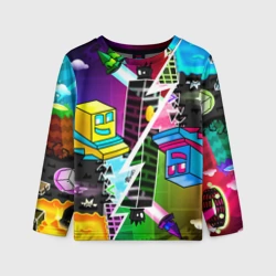 Детский лонгслив 3D Geometry Dash параллельные миры