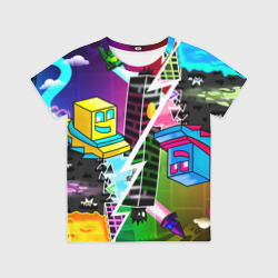 Детская футболка 3D Geometry Dash параллельные миры