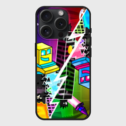 Чехол силиконовый для Apple iPhone 15 Pro матовый Geometry Dash параллельные миры