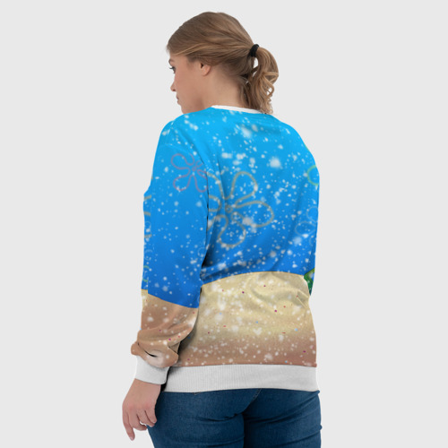 Женский свитшот 3D Новогодний Губка Боб квадратные штаны, цвет 3D печать - фото 7