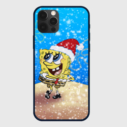 Чехол для iPhone 12 Pro Новогодний Губка Боб квадратные штаны