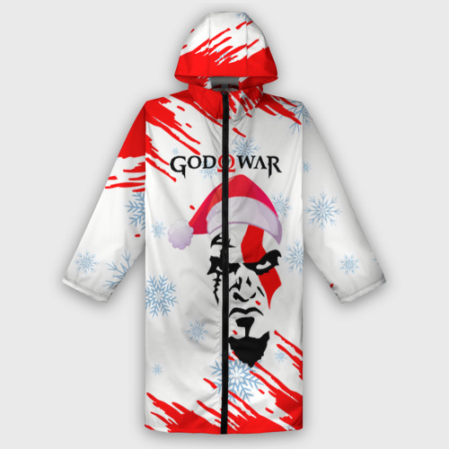 Мужской дождевик 3D Новогодний God of War, цвет белый
