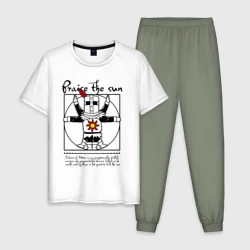 Мужская пижама с белой футболкой хлопок Dark Souls - Praise the Sun!