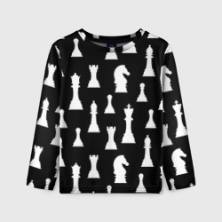 Детский лонгслив 3D Белые шахматные фигуры