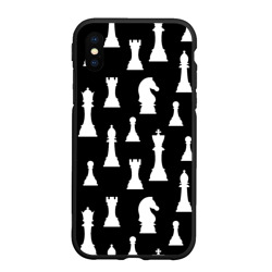 Чехол для iPhone XS Max матовый Белые шахматные фигуры