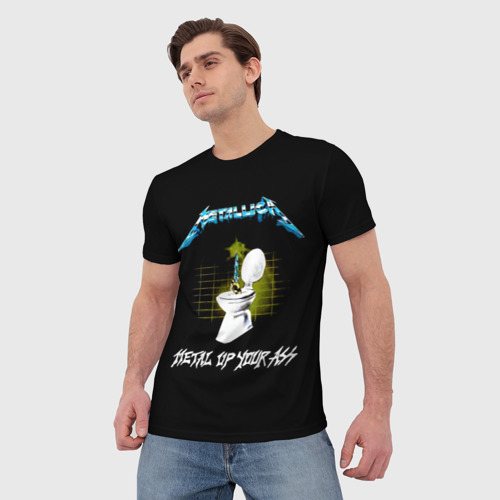 Мужская футболка 3D с принтом Metal up your ass - Metallica, фото на моделе #1
