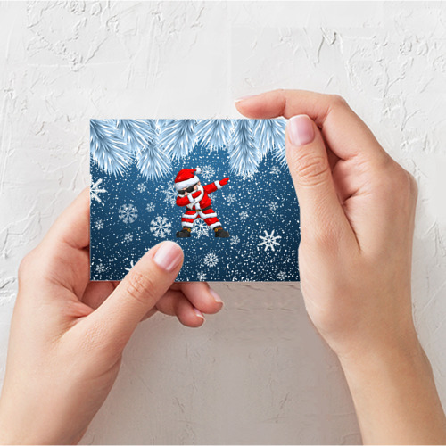 Поздравительная открытка Dab Santa winter, цвет белый - фото 3