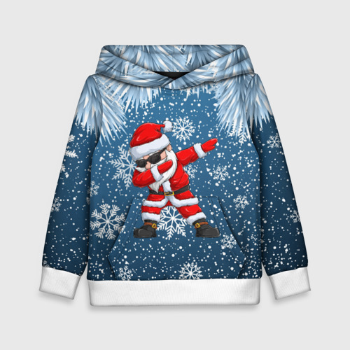 Детская толстовка 3D Dab Santa winter, цвет белый