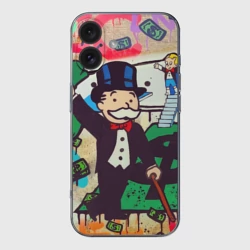 Чехол для iPhone 16 силиконовый с защитой камеры Alec Monopoly art