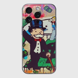 Чехол для iPhone 15 Pro силиконовый с защитой камеры Alec Monopoly art