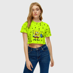 Женская футболка Crop-top 3D Губка Боб Детонатор - фото 2