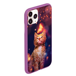 Чехол для iPhone 11 Pro Max матовый Рыжий кот и бабочка - фото 2